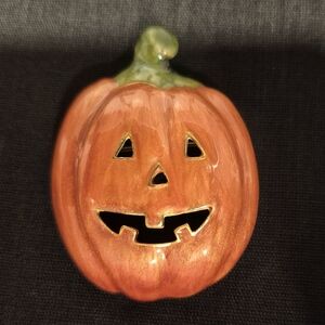 Vintage Enamel Pumpkin Brooch